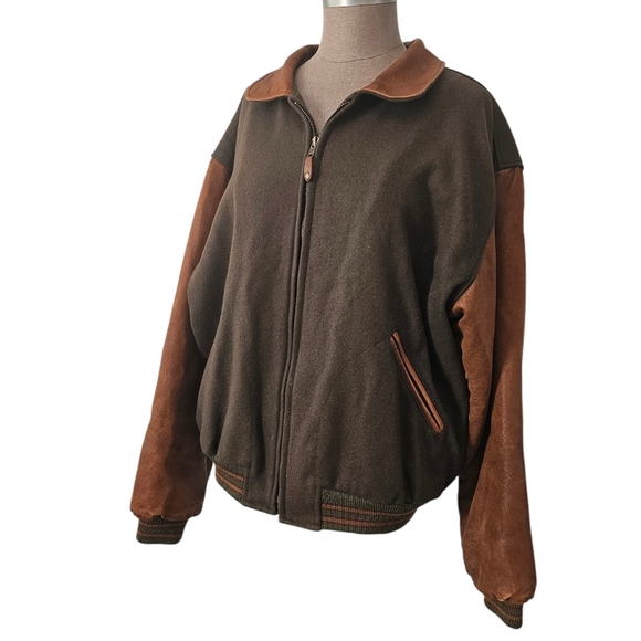 Golden Bear Vintage Men’s Varsity Bomber Loden Stripe Knit Jacket Size Large - Picture 3 of 17